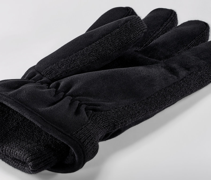Schwarze Handschuhe.