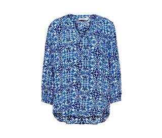 Weiss mit blauem Alloverprint