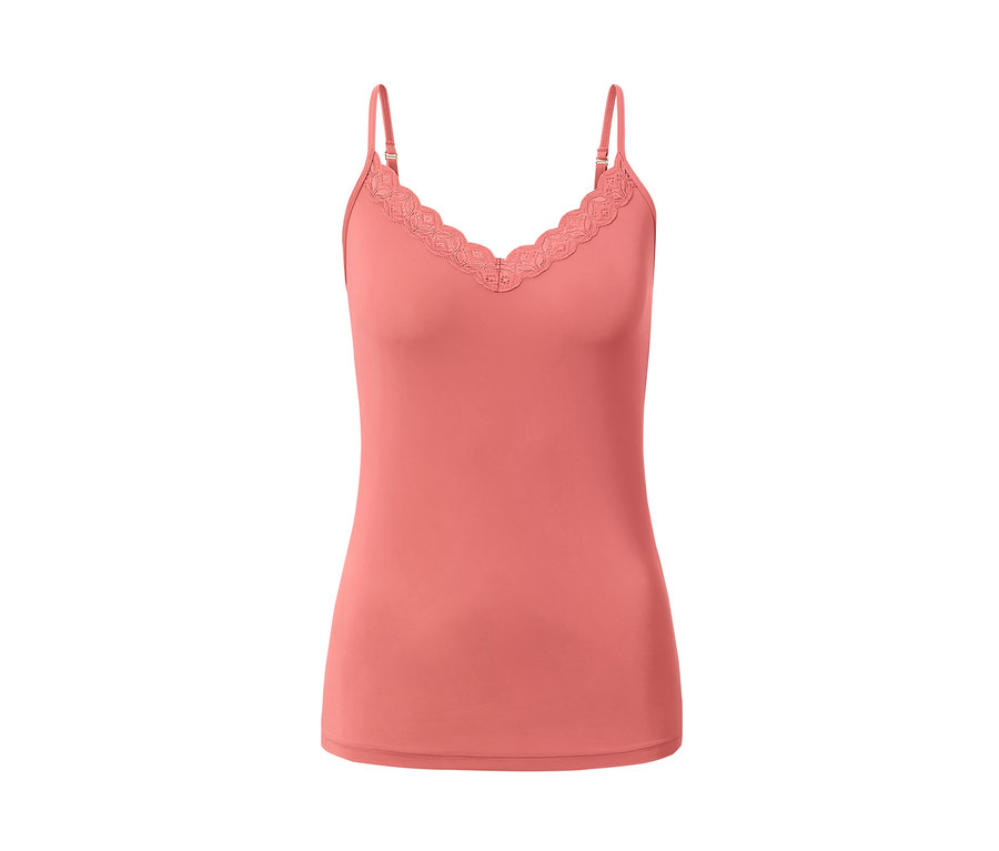 Aprikotfarbenes Hemdchen mit Spitzenbesatz.