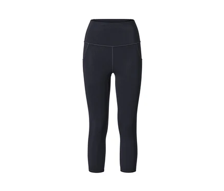 Eine marineblaue 3/4-Sporttight vor einem weißen Hintergrund.