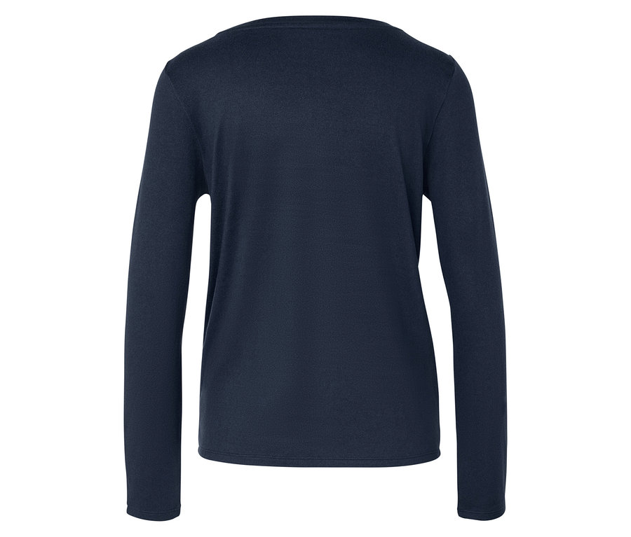 Dunkelblauer Langarmpullover, Rückansicht.