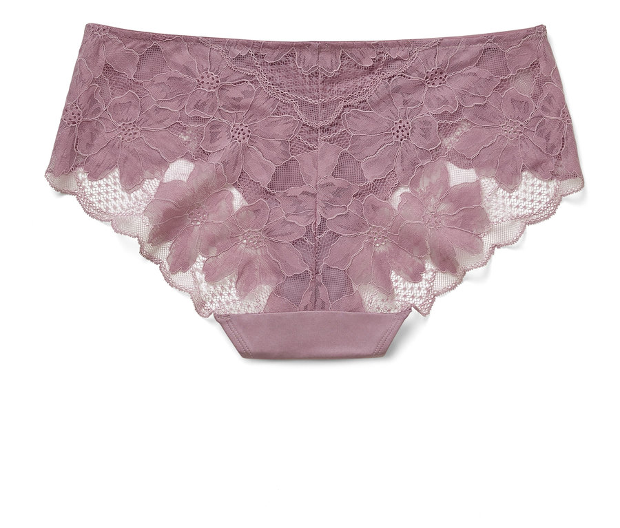 Violette Spitzenhose mit Blumenmuster.