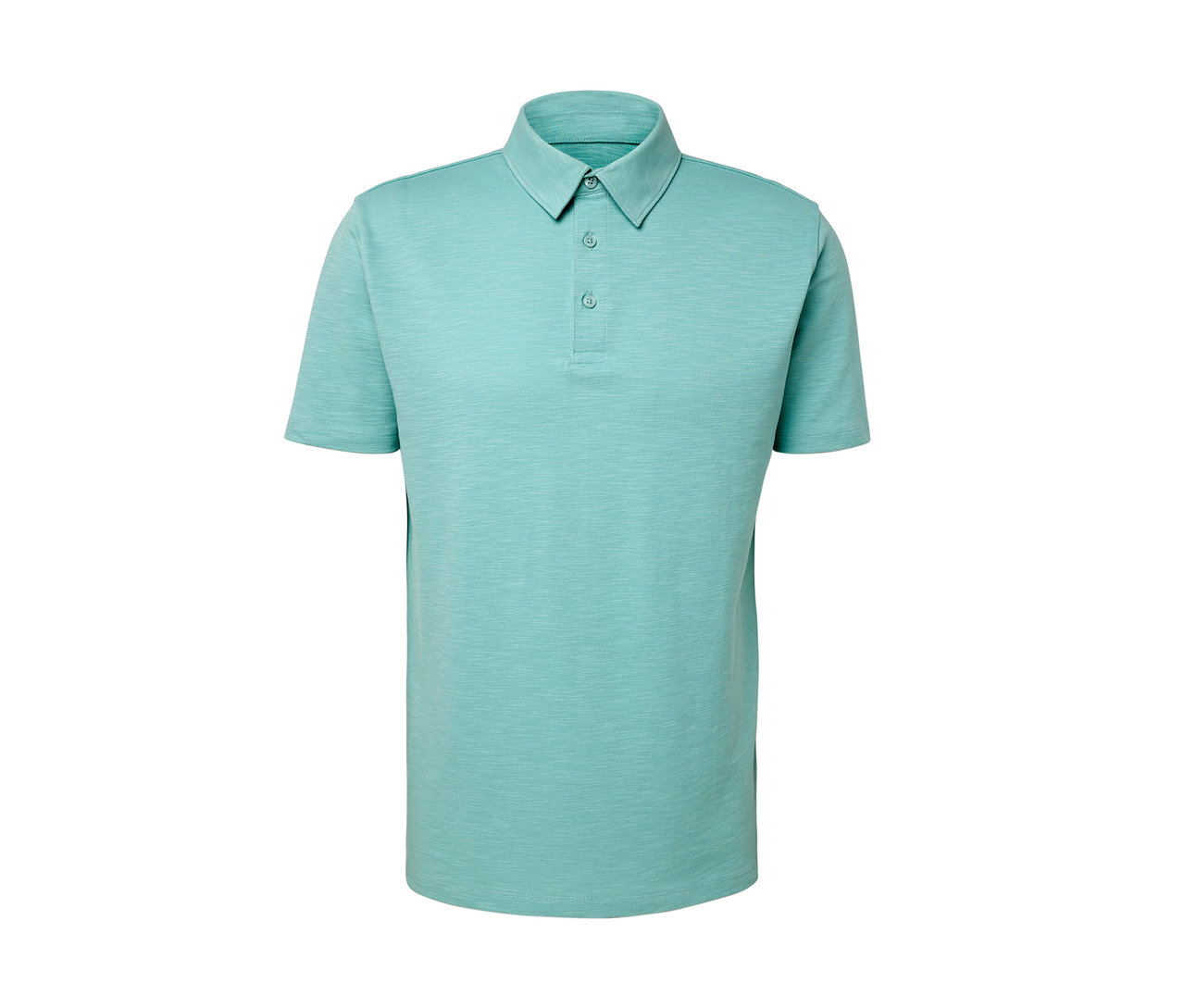 Grünes Poloshirt.