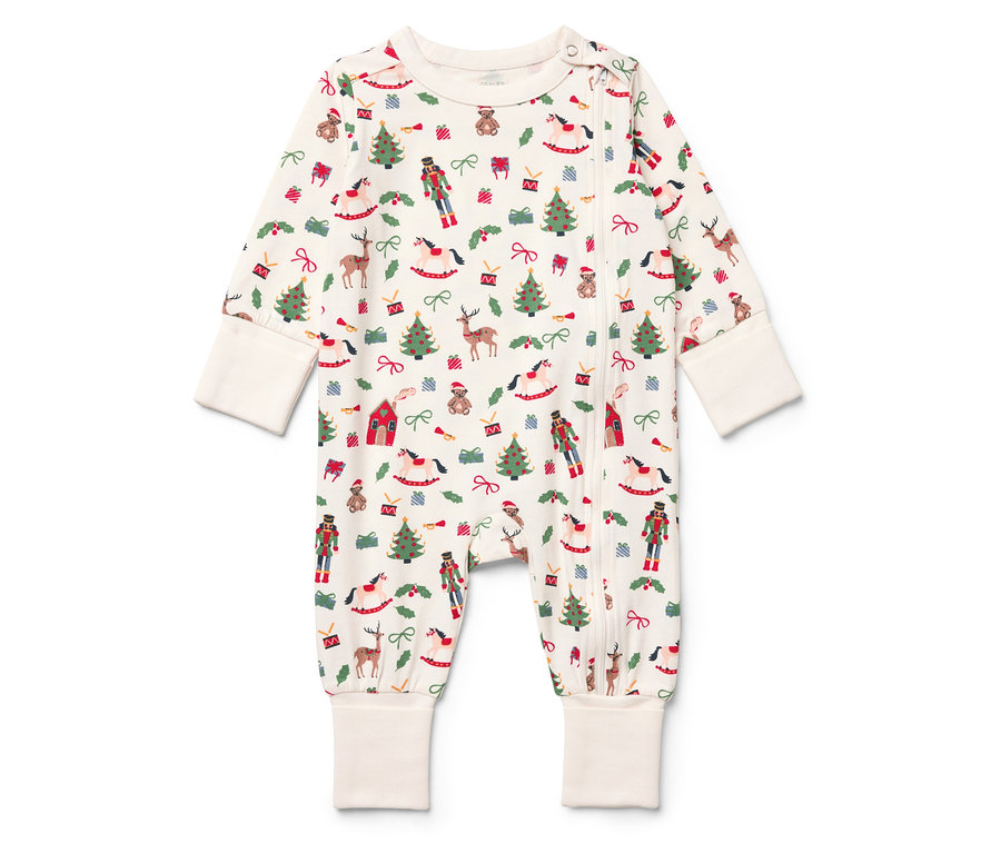Baby Schlafanzug mit Weihnachtsmotiv.