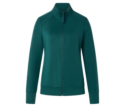 Grüne Reissverschluss-Trainingsjacke mit Stehkragen.