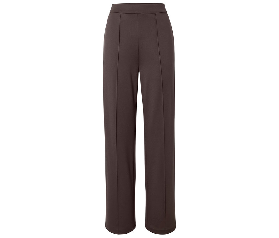 Braune Jerseyhose mit Biese, auf einem weißen Hintergrund.