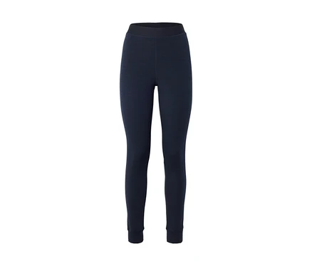 Dunkelblaue, figurbetonte Leggings aus strukturiertem Stoff mit breitem Gummibund.