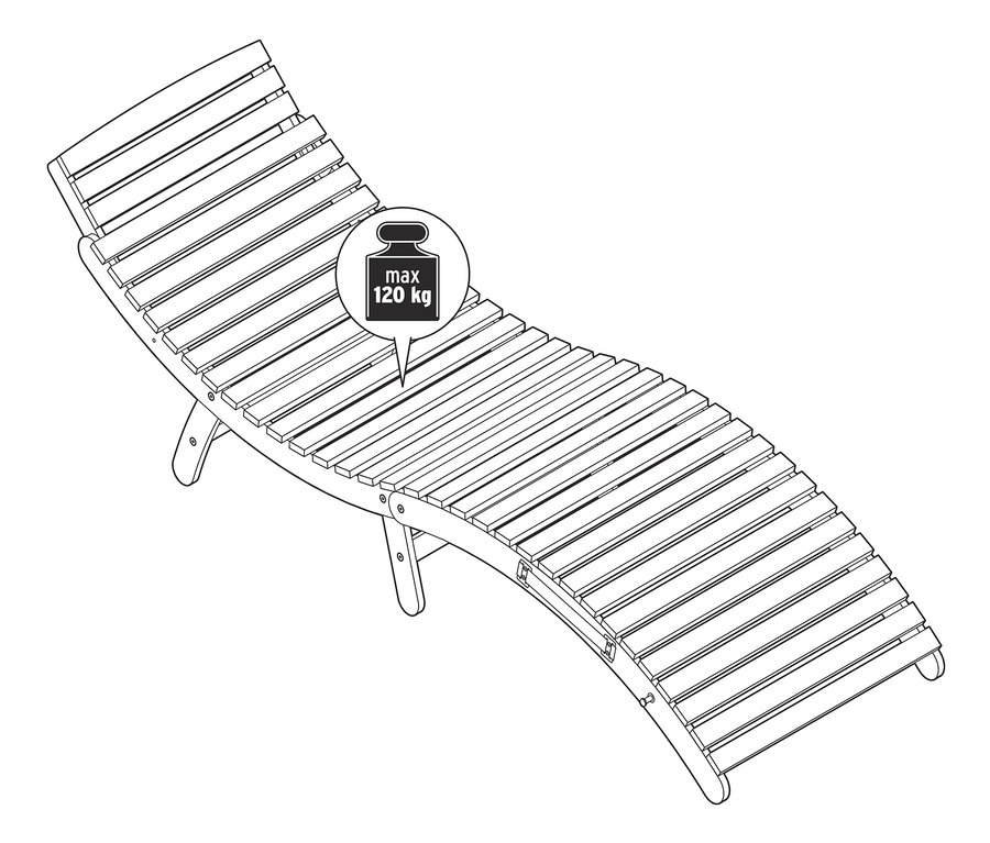 Illustration einer klappbaren Gartenliege.