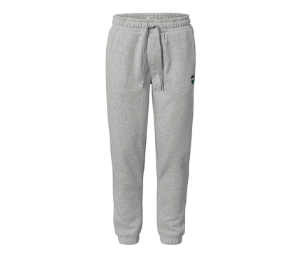 Graue Sweathose mit Kordelzugbund und Logo.