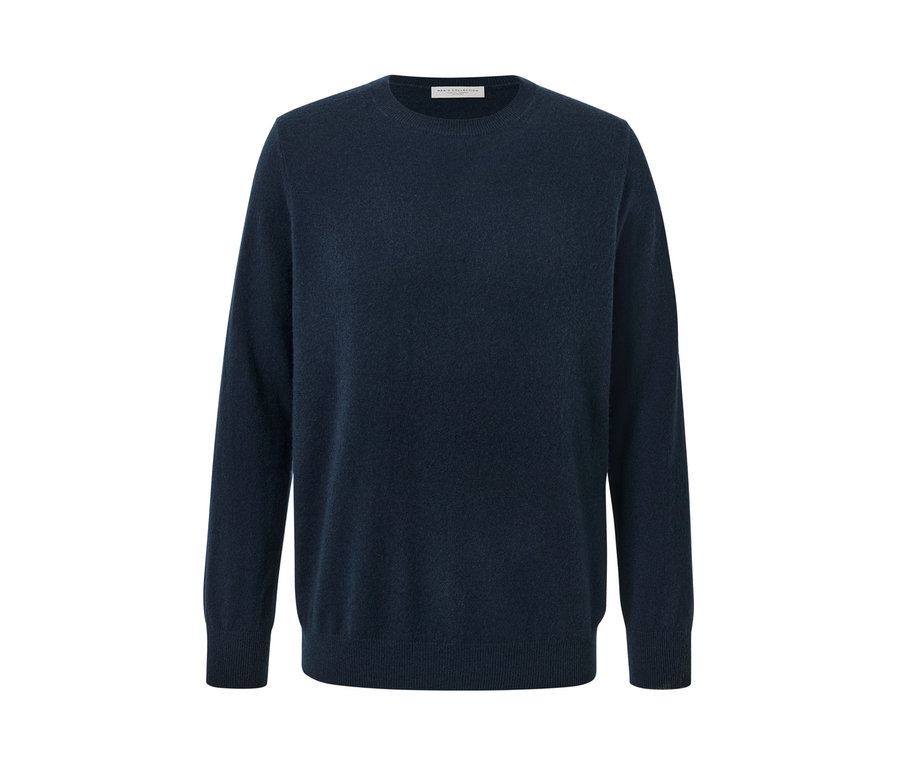 Navy Cashmere-Pullover mit Rundhalsausschnitt.