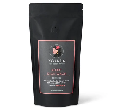 Schwarze Packung Yoanda - Küsst Dich Wach Espresso - 250 g Ganze Bohne.
