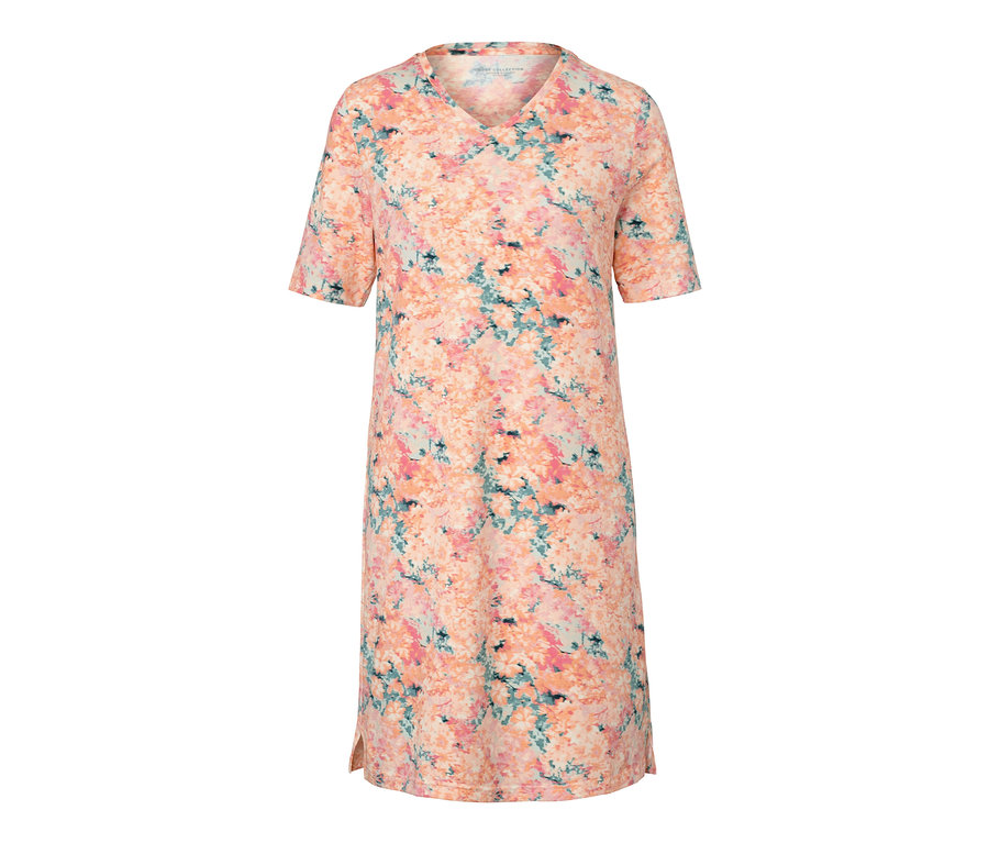 Nachthemd mit kurzen Ärmeln und Blumenmuster.