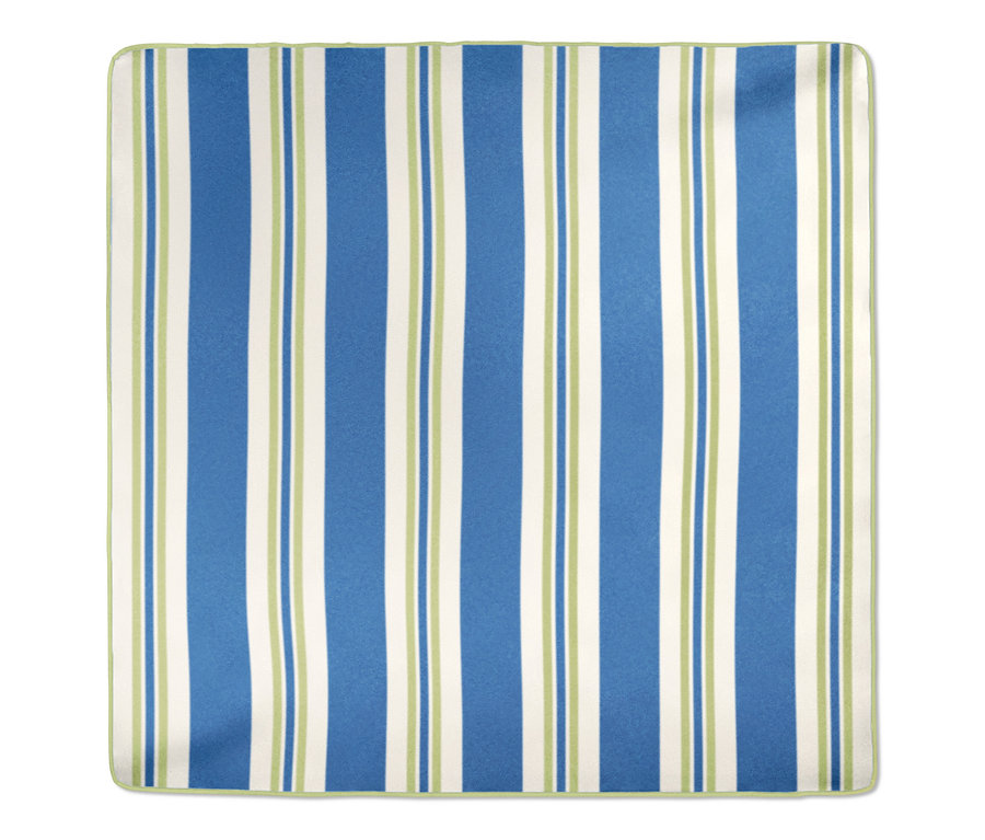 XL-Picknickdecke mit blauen, weißen und grünen Streifen.