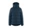 Dunkelblaue Ski-Steppjacke mit Kapuze.