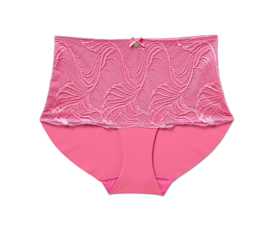 Eine rosafarbene Highwaist-Panty »light-shaping« auf weißem Hintergrund.