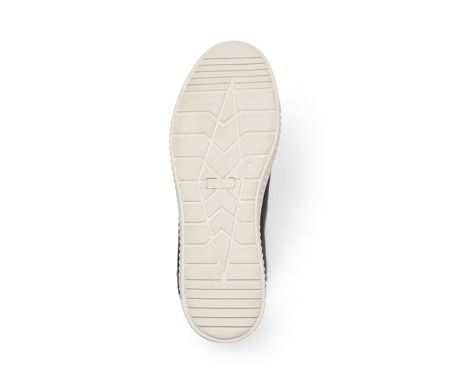 Sohle eines Leder-Sneakers mit geometrischem Muster.