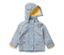 Eine geblümte Kinder-Regenjacke mit gelbem Innenfutter.