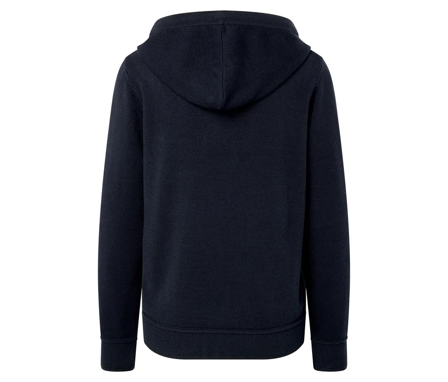 Dunkelblauer Hoodie von hinten.