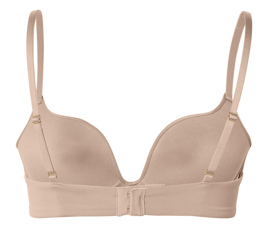 Nude Push-up-BH von hinten, mit verstellbaren Trägern und Hakenverschluss.