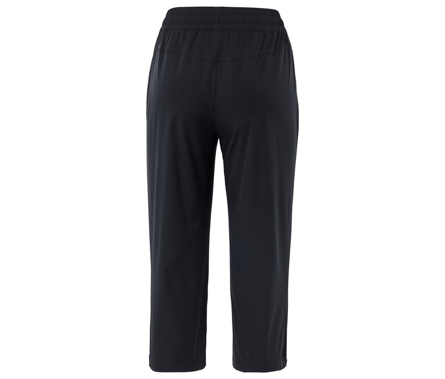 Rückansicht einer schwarzen Hose mit Gummibund.