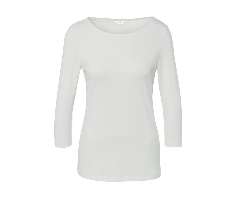 Weißes Langarmshirt.