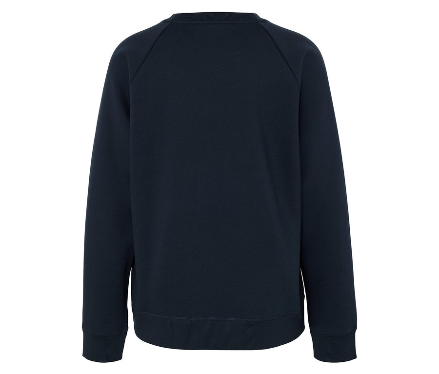 Rückansicht eines marineblauen Langarm-Sweatshirts.