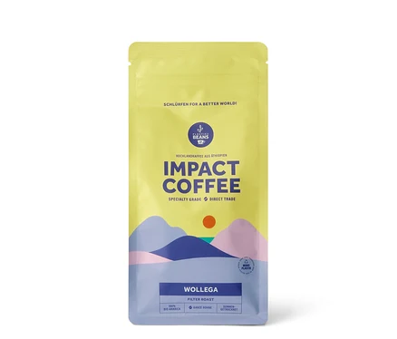 Verpackung von Impact Coffee Wollega Omni-Roast Bio - 250g Ganze Bohne.