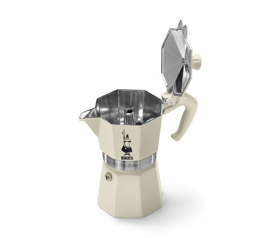 Geöffneter Espressokocher »Bialetti Moka Express« 190 ml, Crema.