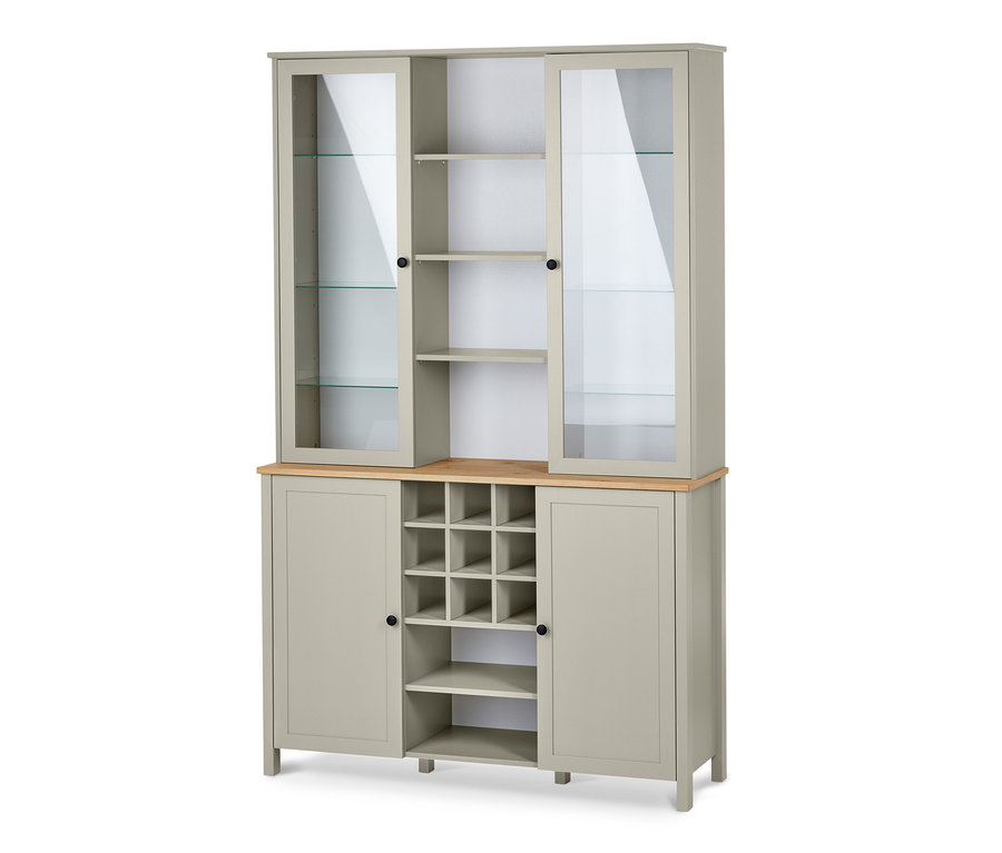Buffet-Schrank mit Glastüren und Stauraum.