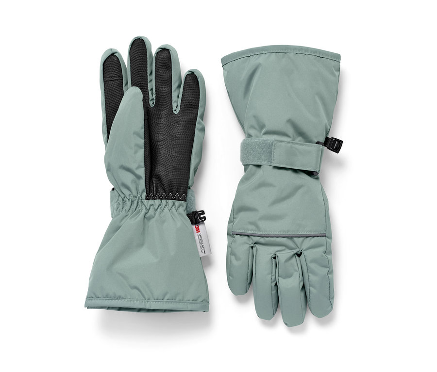 Grüne Kinder-Ski- und Winterhandschuhe.