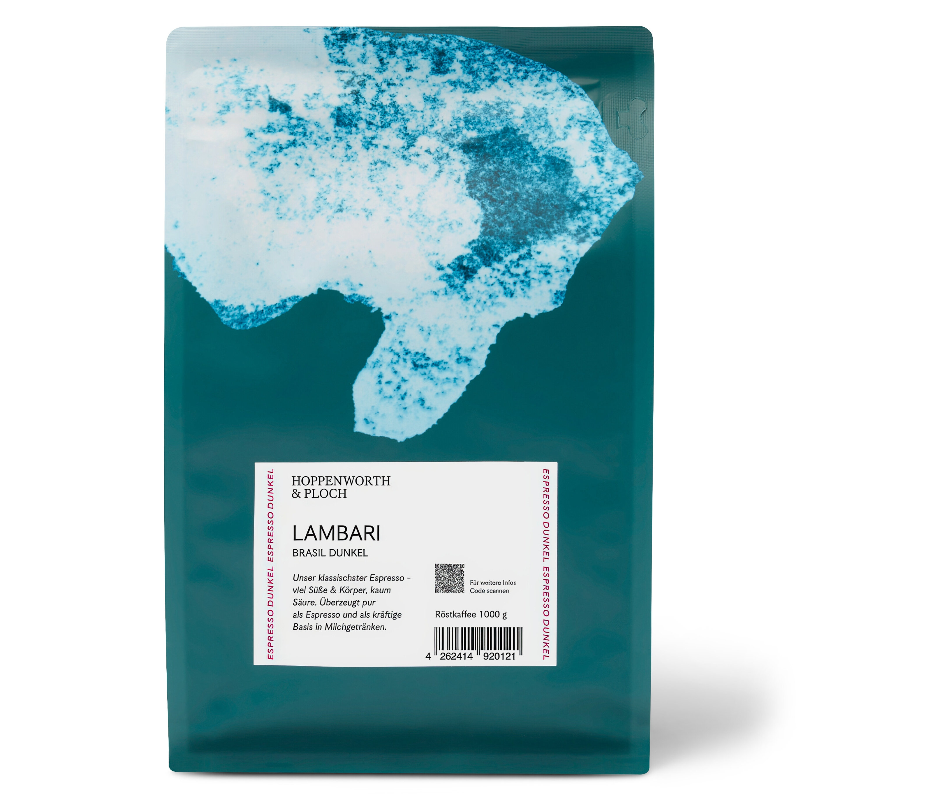 Eine Packung Hoppenworth & Ploch - Lambari Espresso - 1 kg Ganze Bohne.