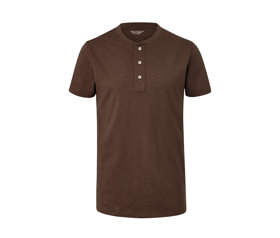 Braunes Kurzarm-Henley.