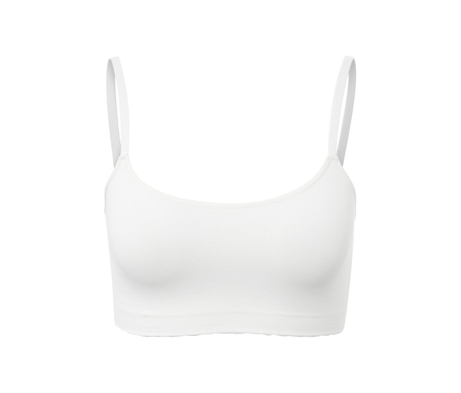 Cremefarbenes Seamless-Bustier mit Spitze.