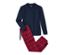 Herren-Pyjama mit Flanellhose, dunkelblau und bordeauxrot - Dunkelblau und bordeauxrot
