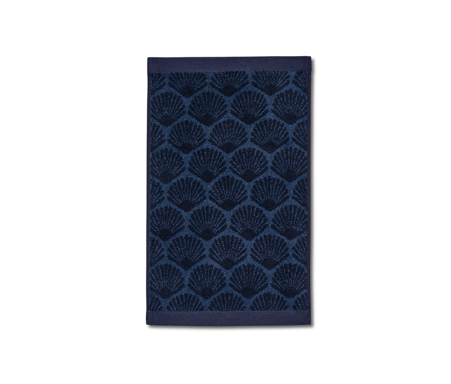 Blaues Gästehandtuch »Muschel« mit Muschelmuster.