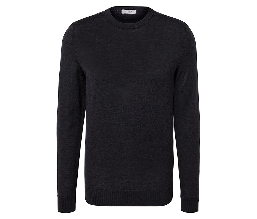 Schwarzer Merino-Pullover.