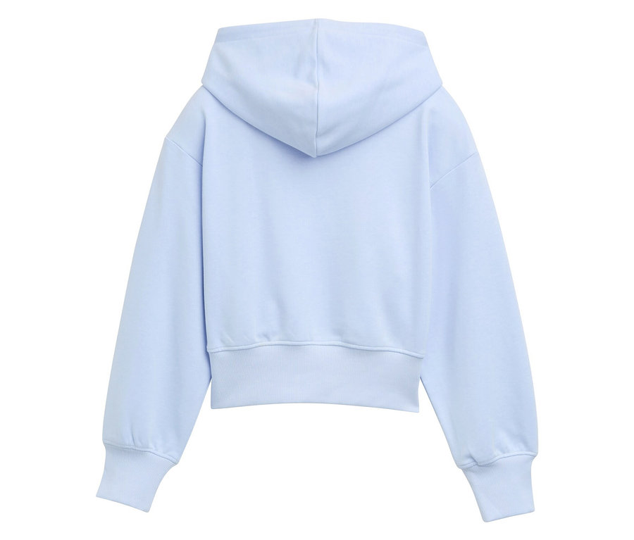 Hellblauer Hoodie von hinten.
