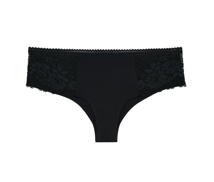 Schwarze Passionata Raw Cut Shorty »Nina« mit Spitze an den Seiten.