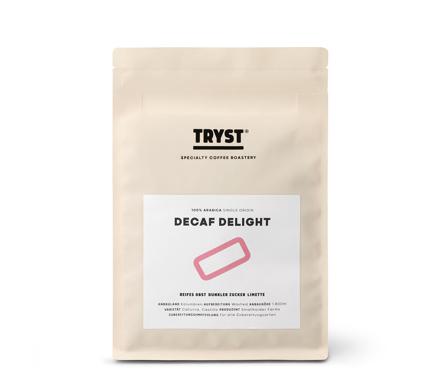 Packung TRYST Decaf Delight Omni-Roast - 250 g ganze Bohne.