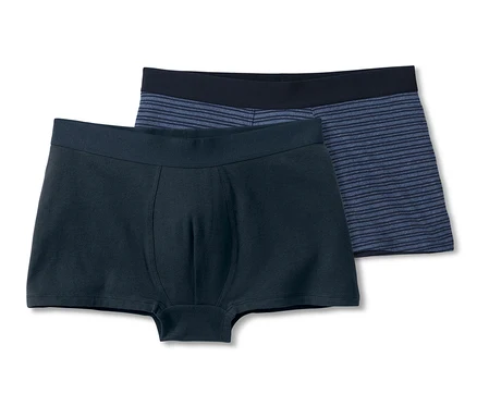 Zwei Slipboxer, eine dunkelblau, eine blau gestreift.