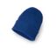 Blaue Strickmütze.