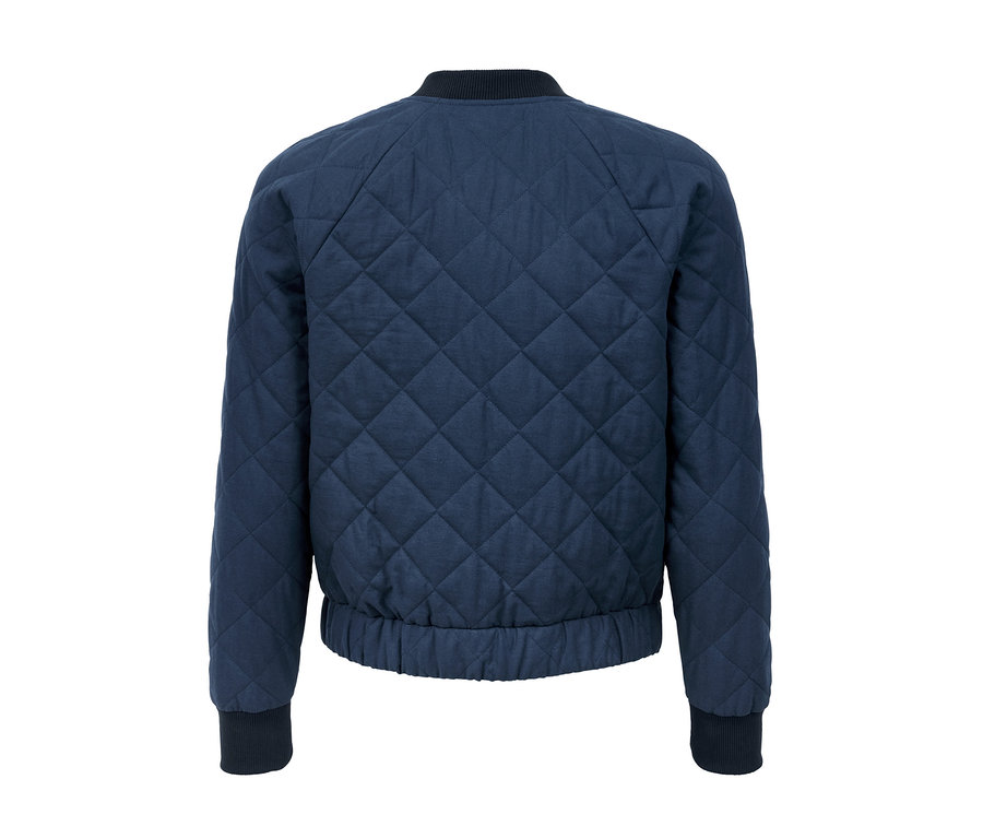 Marineblaue Bomberjacke mit Steppmuster.
