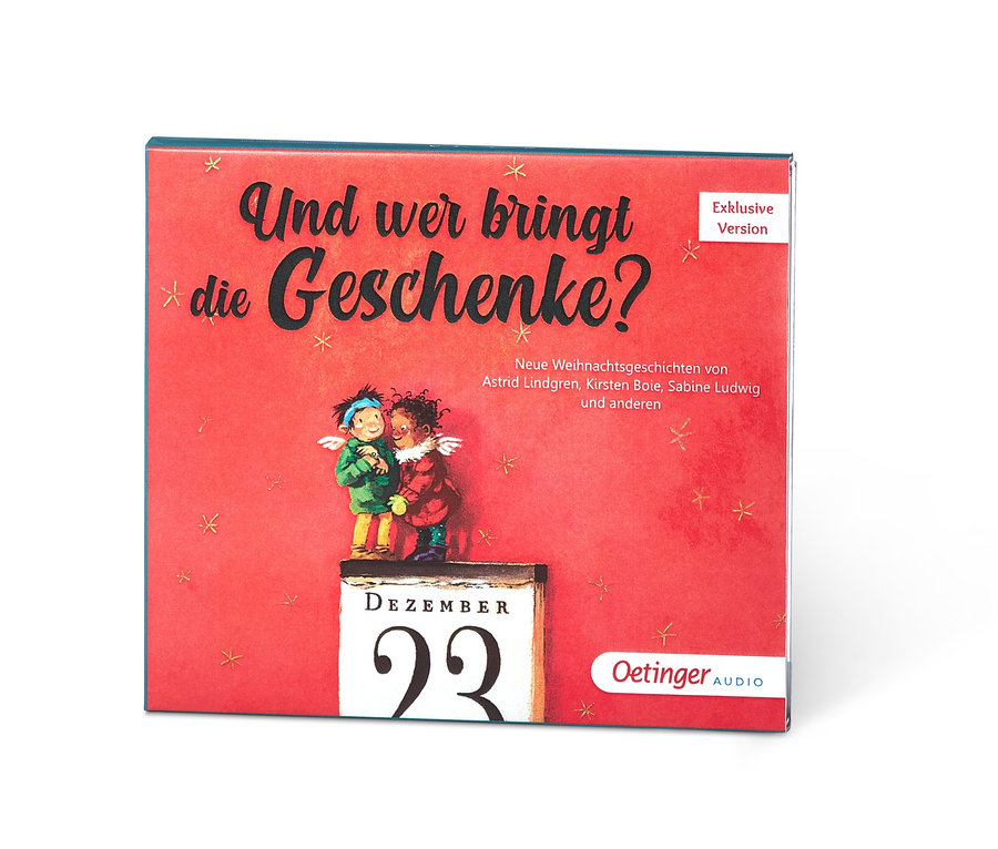 CD »Und wer bringt die Geschenke?« Cover mit Zeichentrickfiguren und Schriftzug.
