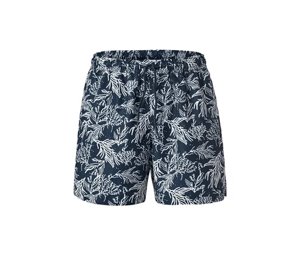 Blaue Badeshorts mit Alloverprint.