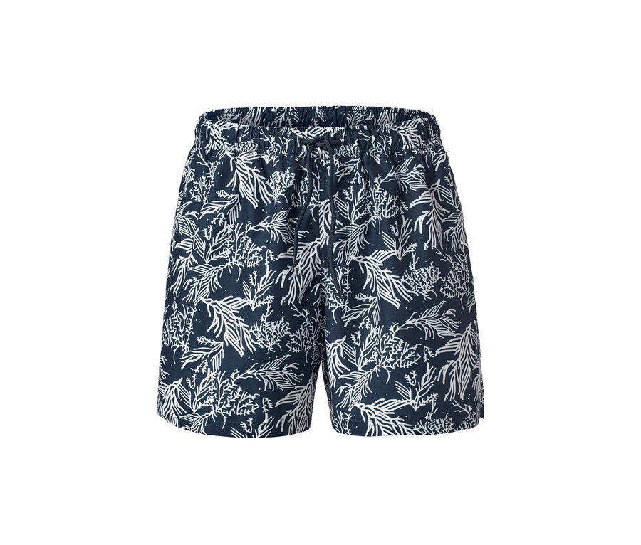 Blaue Badeshorts mit Alloverprint.