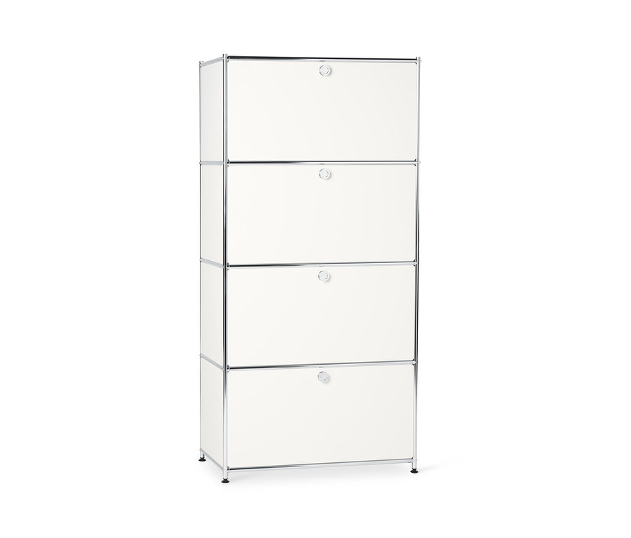 Weißes Highboard Metall »CN3« mit 4 Klappenfächern.
