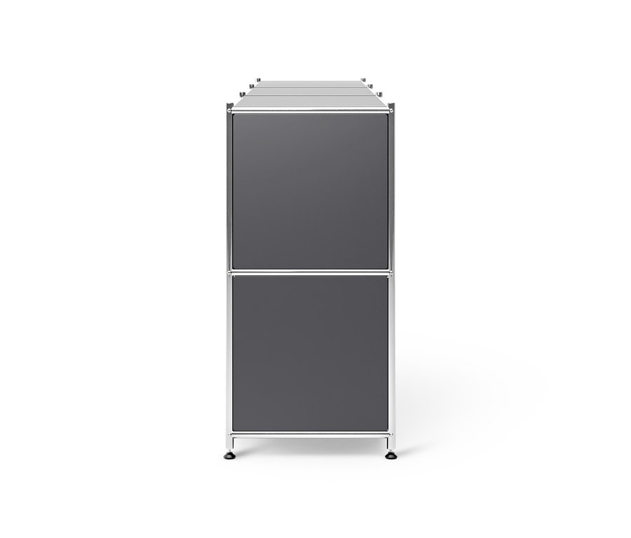 Graues Sideboard Metall »CN3« mit 3 versetzbaren Klappenfächern.