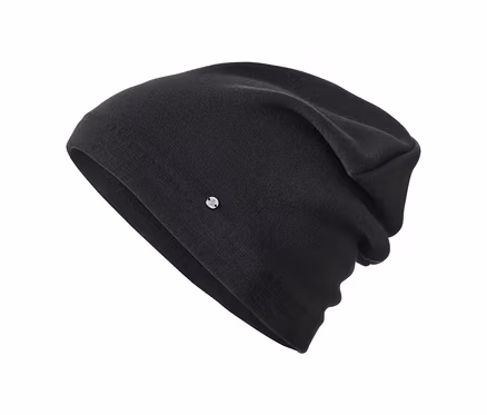 Schwarze Sweatmütze.