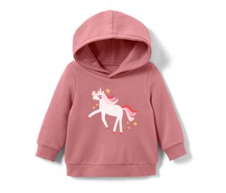 Altrosa mit Einhorn-Wendepailletten, Gr. 86/92 mit Print