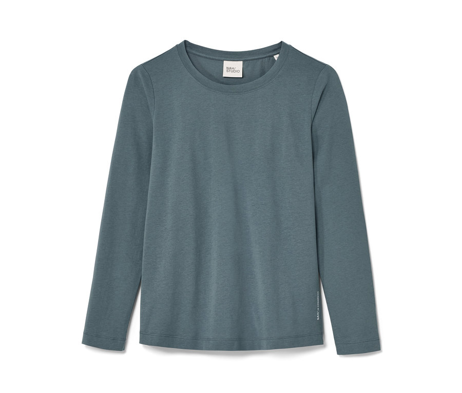 NAH/STUDIO Longsleeve aus nachhaltiger Baumwolle, Stone Blue.